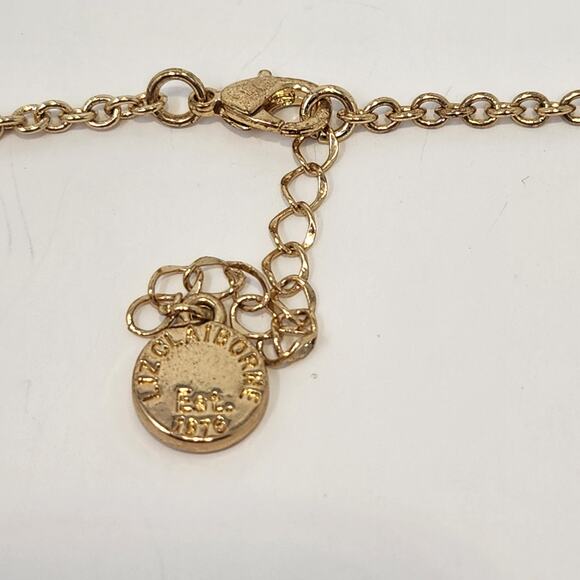 Liz Claiborne Gold Tone Collar Statement Necklace Orange Rhinestone Autumn Fall - Picture 4 of 6